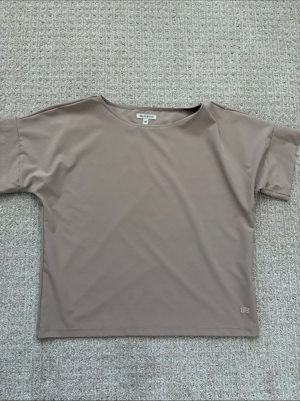 Albion Fit Cuffed Short Sleeve Athletic Top - Taupe Size M